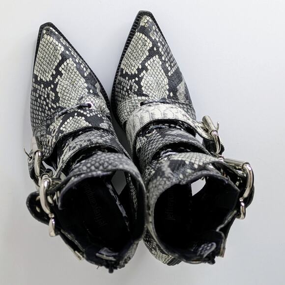 Jeffrey Campbell Caceres Multi-Buckle Snakeskin Leather Ankle Boots 6.5 Gray - Picture 12 of 16